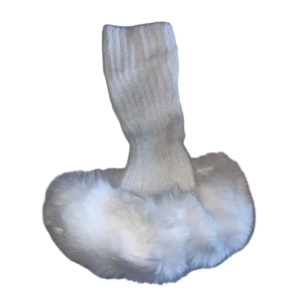 White Faux Fur Boot Cuffs – Warm Plush Ankle Covers for Winter Boots